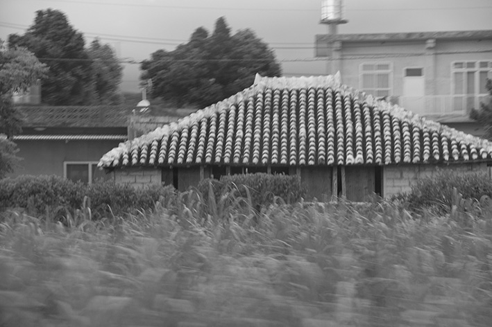 バスの窓越しに撮影した久米島の風景01