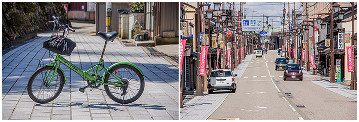 自転車と本町通り