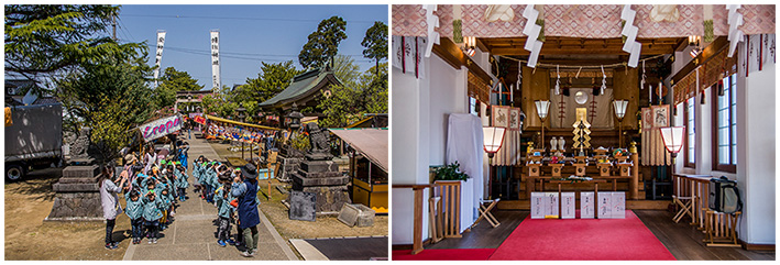 新川神社の境内と拝殿