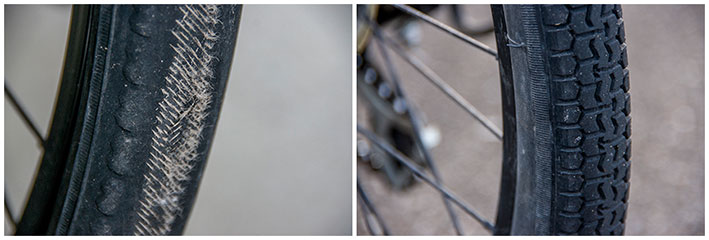 自転車のタイヤのアップ写真