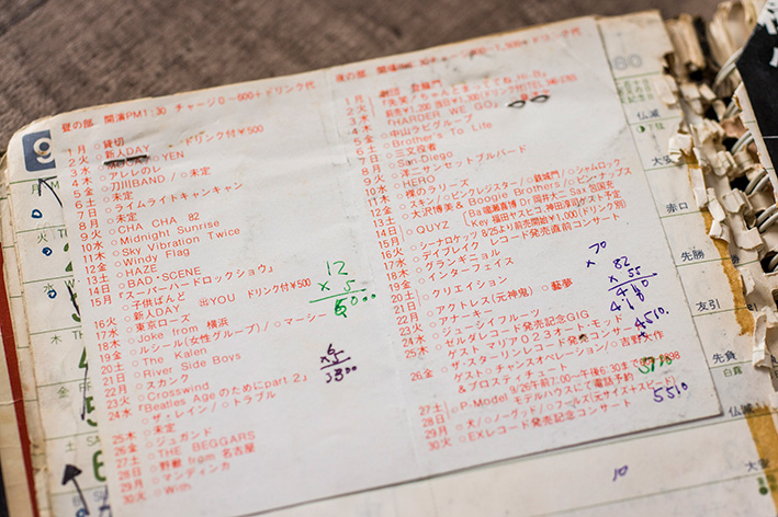１９８０年９月の屋根裏のスケジュール表