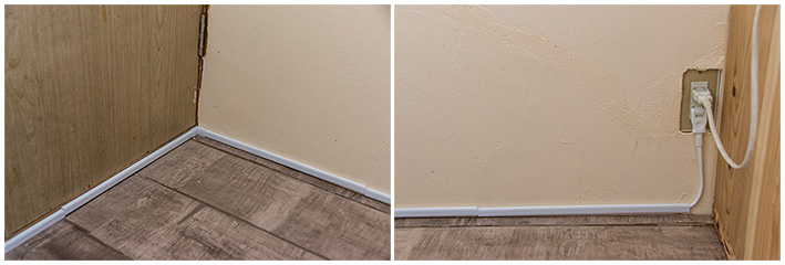 AV機器用のケーブルタップを配線カバーに入れる